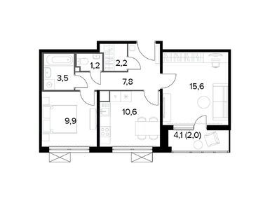 Планировки двухкомнатные в ЖК «1-й Ленинградский» (Первый Ленинградский)