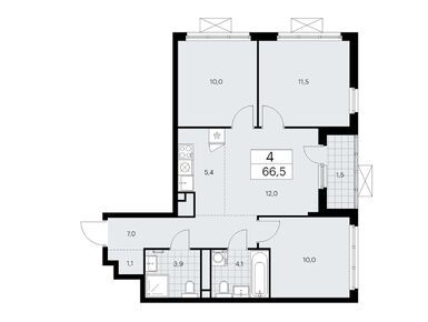 Планировки четырехкомнатные в Жилой квартал «Прокшино»