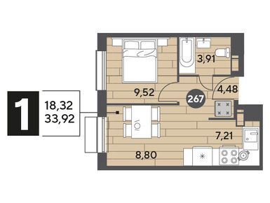Планировки однокомнатные в ЖК «Публицист»