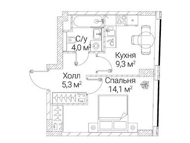 1-комнатная 32.70 кв.м, ЖК «Сезар Будущее», 24 927 210 руб.