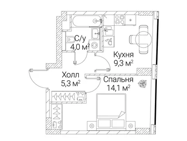 1-комнатная 32.70 кв.м, ЖК «Сезар Будущее», 24 927 210 руб.