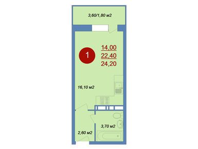 Планировки студии в ЖК «Новые Островцы»