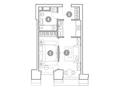 Планировки 2-к. апартаменты в «Мираполис»