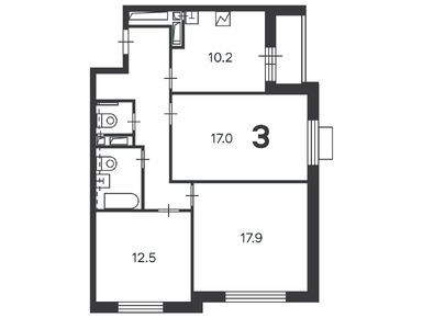 Планировки трехкомнатные в Жилой дом «Шокальского пр-д, д. 28А, к. 1»