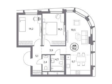 Планировки двухкомнатные в Премиум-квартал «Дом 56»