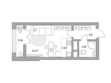 Студия 24.20 кв.м, ЖК «Пехра», 6 398 097 руб.