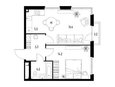 Планировки двухкомнатные в ЖК Skolkovo ONE (Сколково Уан)