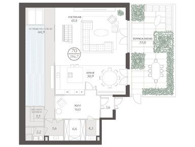 2-комнатная 300.10 кв.м, ЖК «Тессинский, 1», 470 556 800 руб.