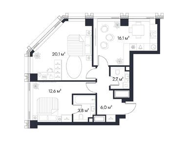 Планировки двухкомнатные в ЖК «Первый Нагатинский»