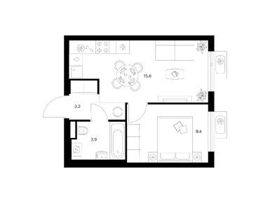 Планировки однокомнатные в Ярославский квартал