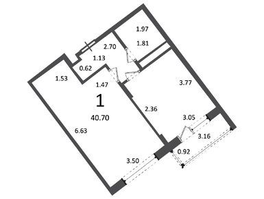 1-комнатная 40.70 кв.м, Жилой дом «Академика Дыхне ул., д. 16», 6 870 160 руб.