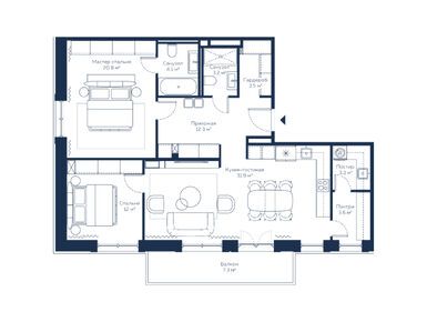 Планировки 3-к. апартаменты в МФК River Residences (Ривер Резиденс)