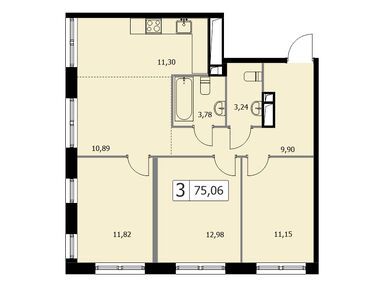 Планировки трехкомнатные в ЖК Парковый квартал Self (Селф)