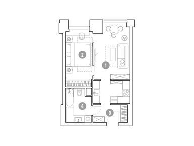 Планировки 2-к. апартаменты в «Мираполис»