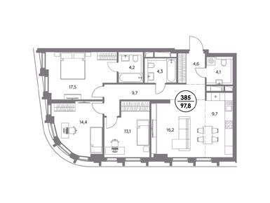 Планировки трехкомнатные в Премиум-квартал «Дом 56»