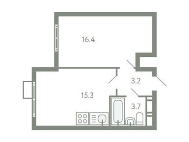 1-комнатная 37.80 кв.м, ЖК «Ново-Молоково», 5 968 000 руб.