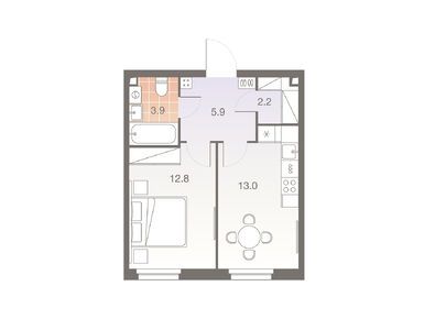 1-комнатная 37.80 кв.м, ЖК Twelve (Твелв), 20 366 640 руб.