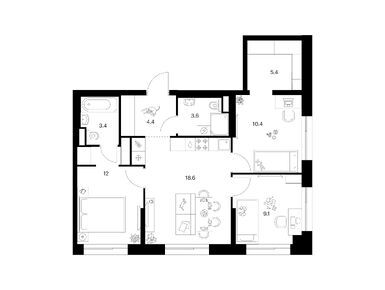 Планировки трехкомнатные в Нарвин