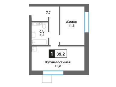 1-комнатная 39.20 кв.м, Смарт квартал «Лесная Отрада», 9 510 529 руб.