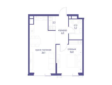 1-комнатная 55.60 кв.м, ЖК «Начало», 61 326 800 руб.