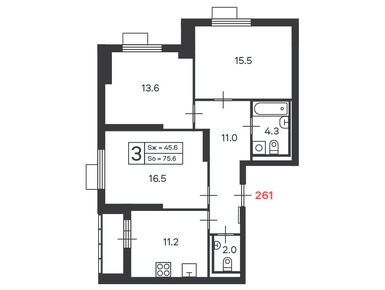 Планировки трехкомнатные в Жилой дом «Дмитровское ш., з/у 89 (стр. 1)»