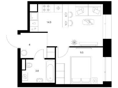 1-комнатная 32.20 кв.м, Онежский вал, 17 014 480 руб.