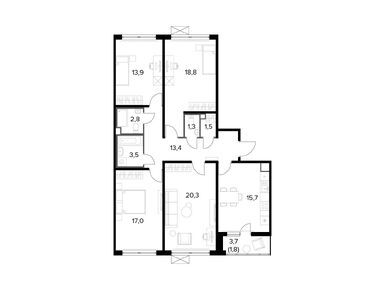 Планировки четырехкомнатные в ЖК «1-й Ленинградский» (Первый Ленинградский)