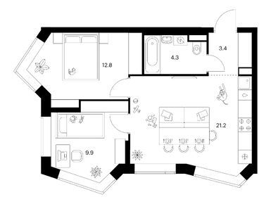 Планировки двухкомнатные в Мичуринский парк