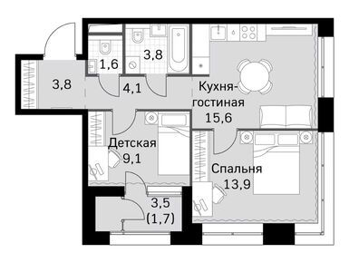 Планировки двухкомнатные в ЖК «Скай Гарден»