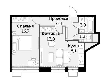 Планировки двухкомнатные в ЖК «Датский квартал»