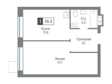 1-комнатная 38.90 кв.м, ЖК «Лесная Отрада», 8 928 599 руб.