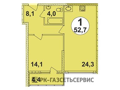 1-комнатная 52.70 кв.м, мкр. «Донской» (Коломна), 7 536 100 руб.