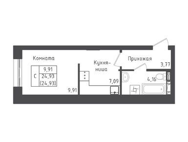 Студия 24.93 кв.м, ЖК «Зеленый Оазис-Город», 4 452 036 руб.