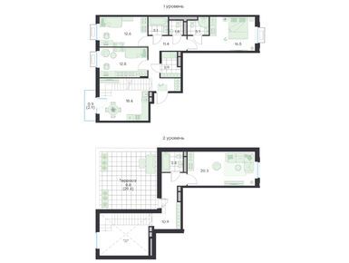 Планировки четырехкомнатные в ЖК «Джи Три Михалевич»