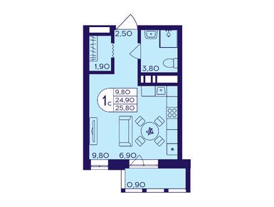 Студия 25.80 кв.м, ЖК «Героев», 6 514 500 руб.