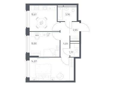 Планировки двухкомнатные в ЖК «Космический квартал»