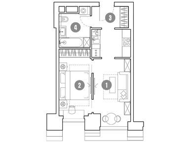 Планировки 2-к. апартаменты в «Мираполис»