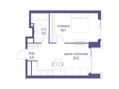 1-комнатная 44.40 кв.м, ЖК «Событие», 27 204 768 руб.