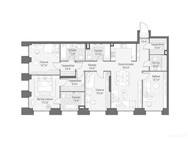 Планировки четырехкомнатные в Квартал Life Time