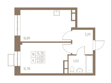 1-комнатная 41.59 кв.м, ЖК «Фабрикант», 8 095 494 руб.