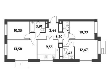Планировки четырехкомнатные в ЖК Smart Garden (Смарт Гарден)