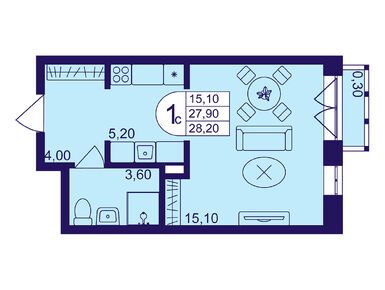Студия 28.20 кв.м, ЖК «Героев», 6 655 200 руб.