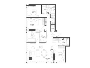 Планировки четырехкомнатные в ЖК SLAVA (Слава)