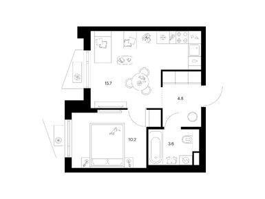 1-комнатная 34.30 кв.м, Онежский вал, 16 899 610 руб.