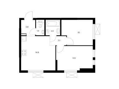 Планировки двухкомнатные в Кузьминский лес