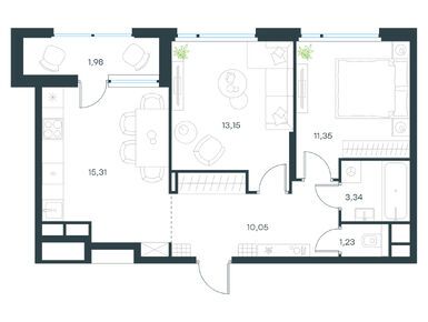 Планировки двухкомнатные в Level Лесной
