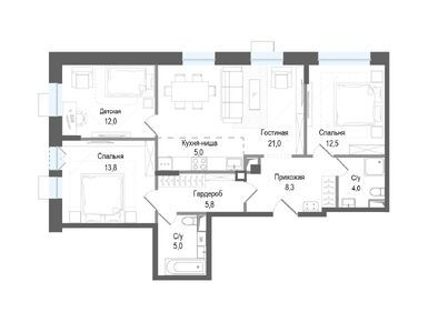 Планировки четырехкомнатные в ЖК «Киноквартал»