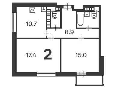 2-комнатная 57.90 кв.м, Жилой дом «16-я Парковая ул., д. 12», 21 502 321 руб.