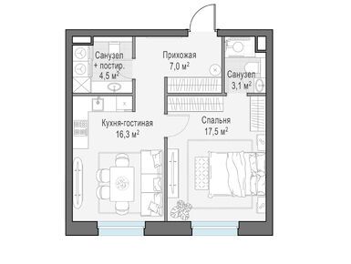 1-комнатная 48.70 кв.м, Квартал Foriver (Форивер), 33 490 000 руб.