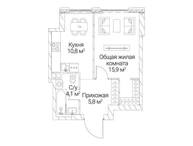 1-комнатная 36.60 кв.м, ЖК «Сезар Силика», 23 314 200 руб.